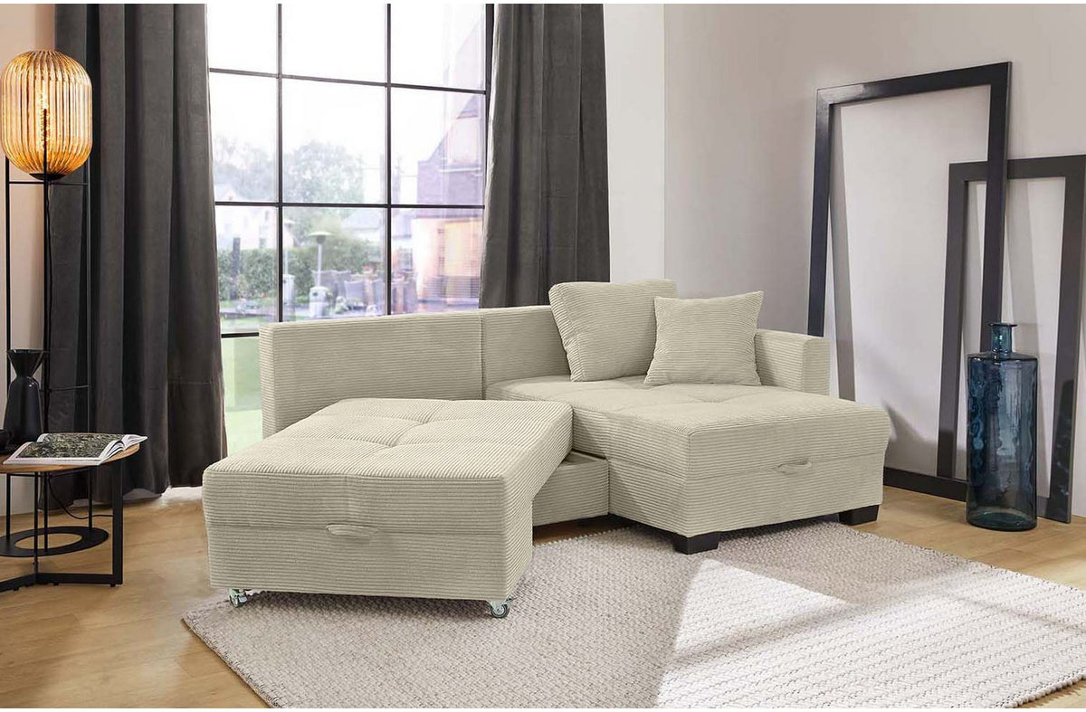 Cord Ecksofa 15215 in Beige Grau Ansicht 3