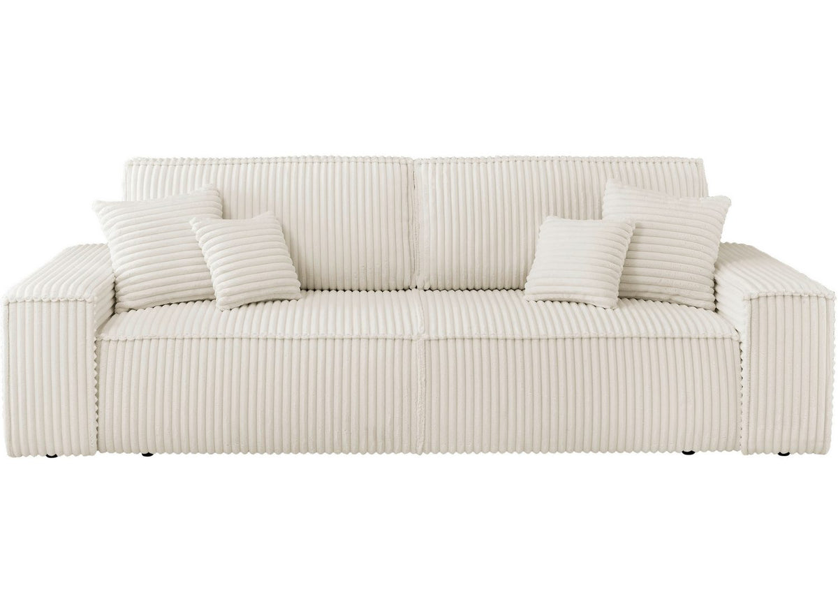 Cord Schlafsofa FINNLEY 257 cm in Hellbeige - Ansicht 2