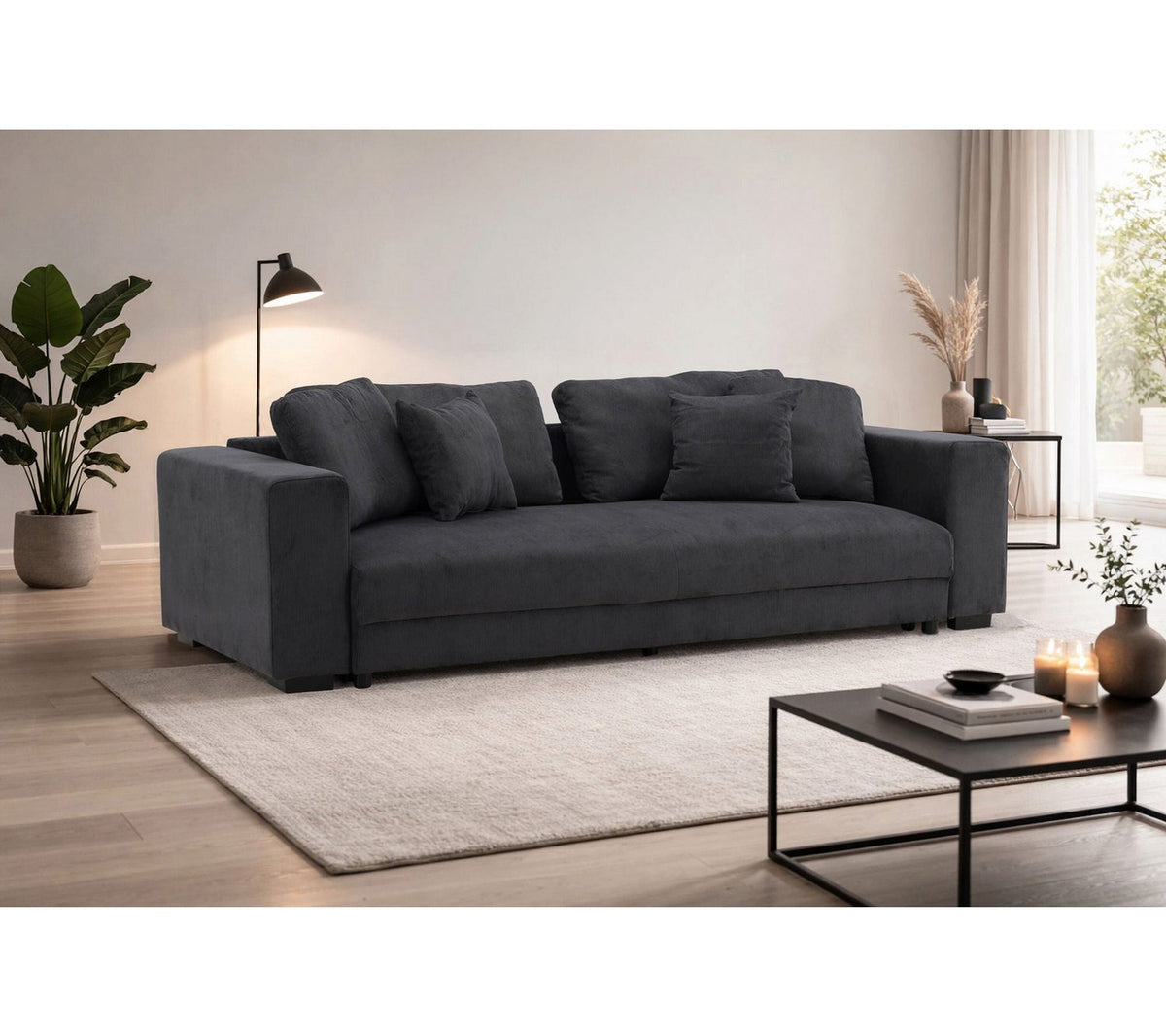 Cord Sofa BELLMANN in Dunkelgrau Gesamtansicht