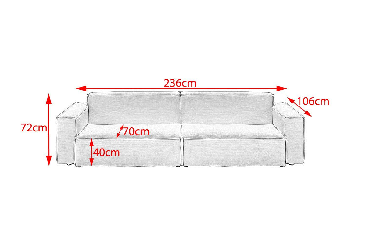 Cord Sofa SAMU seitliche Ansicht in Olivgrün