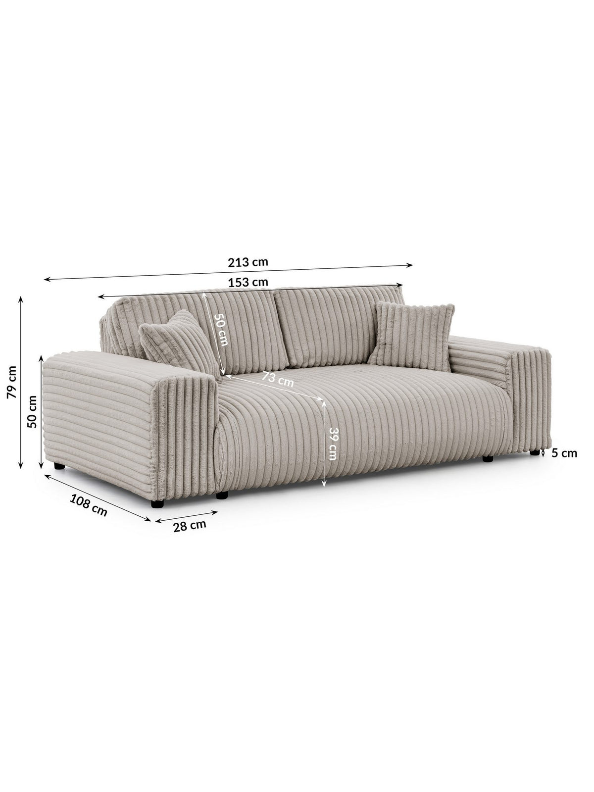 Cord Sofa MOLLIS Nahaufnahme des Plüschcord Stoffes