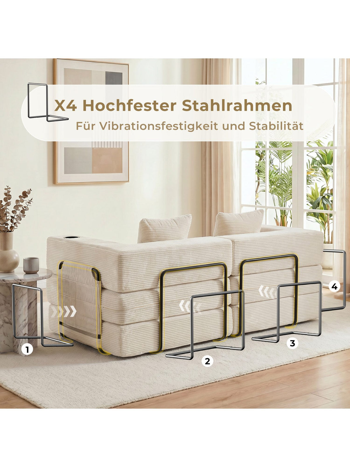 Modulares Cord Schlafsofa M3-V2 in anderer Anordnung