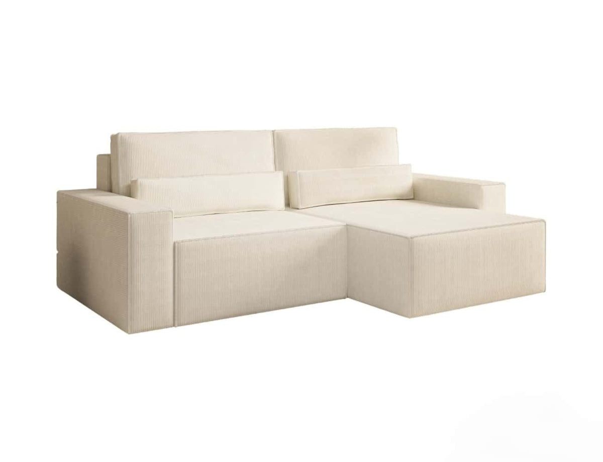 Cord Ecksofa BRAZIL MINI in Weiss von vorne