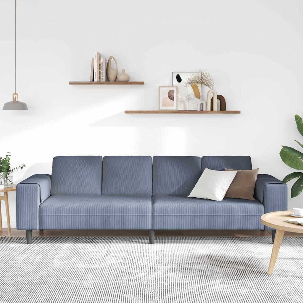 Detailansicht des Cordstoffs in Blau