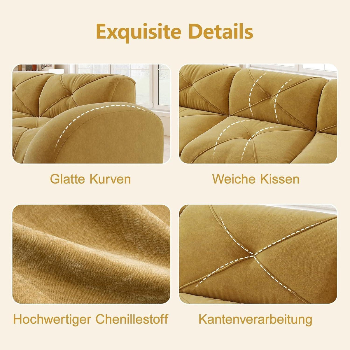 Fusshocker in Gelb passend zur Cord Wohnlandschaft