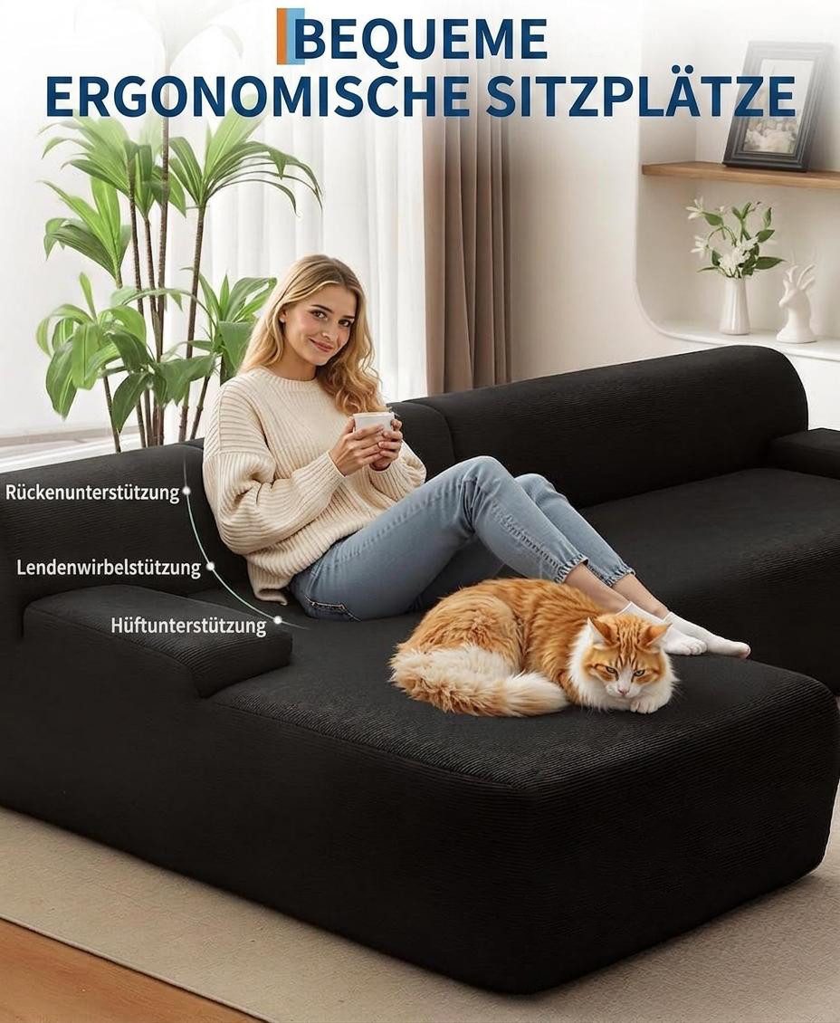 Modulares Cord Ecksofa Detailansicht des Cordstoffs