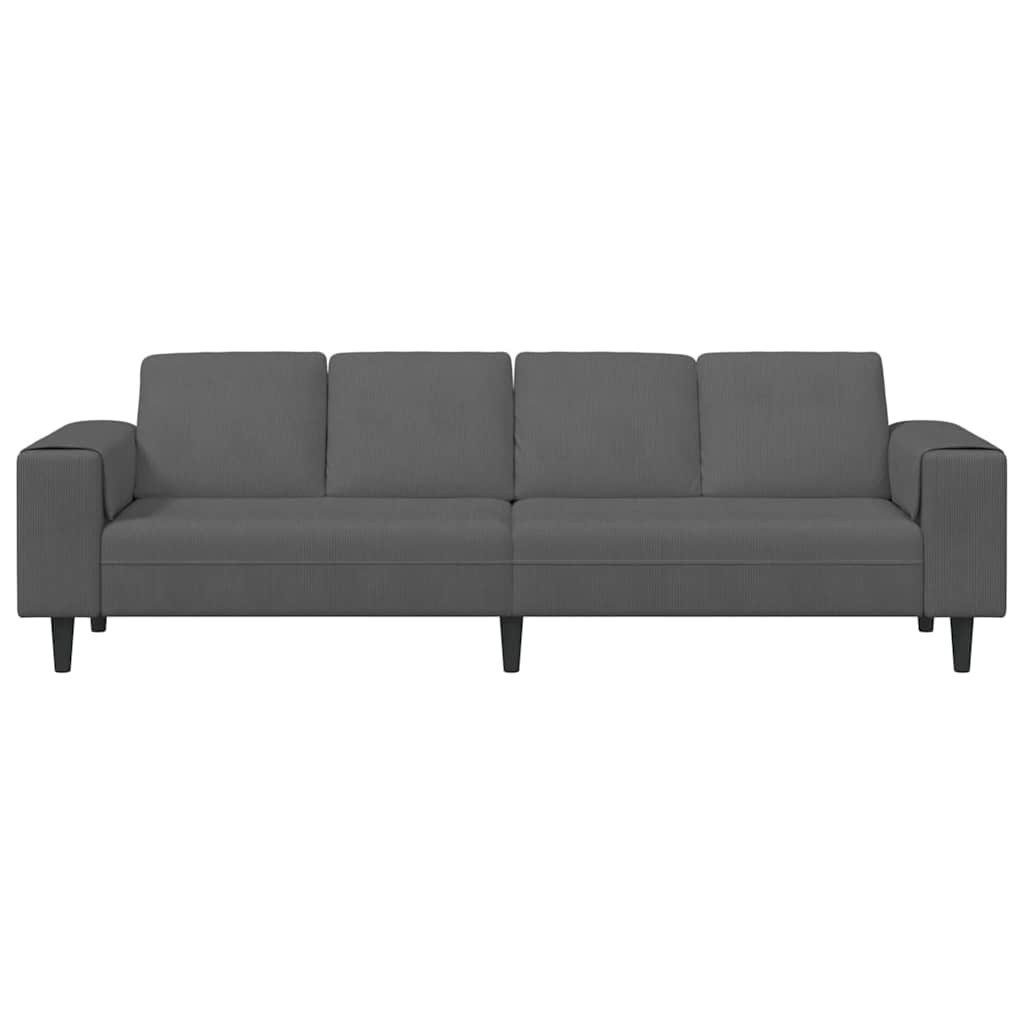 Cord Sofa in Dunkelgrau von der Seite