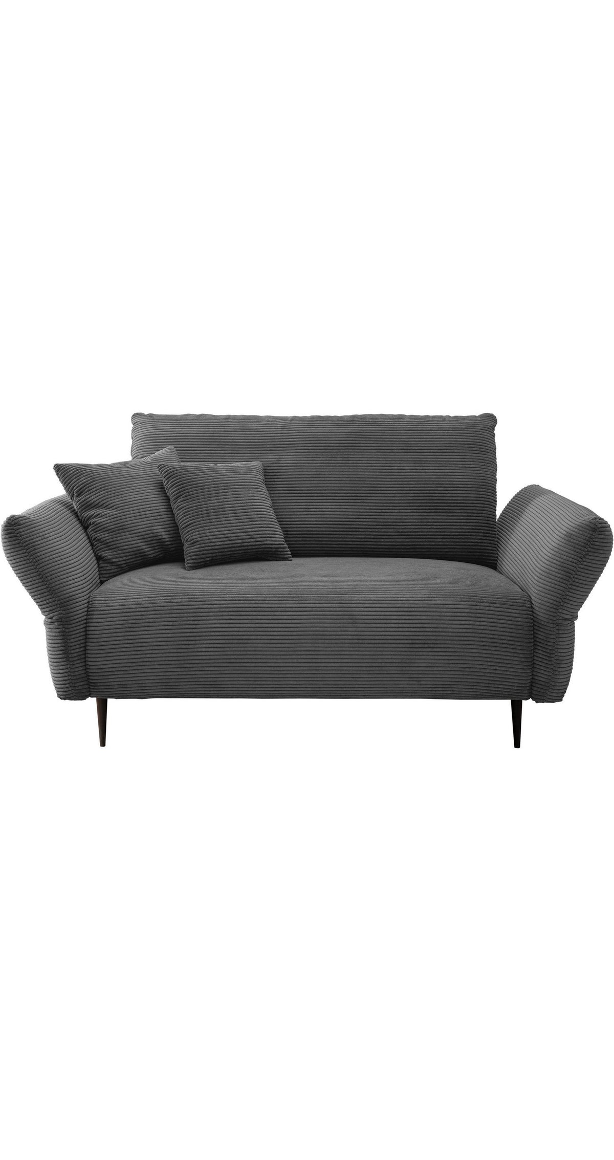 Cord Sofa VANILLA in Grau schräg von vorne