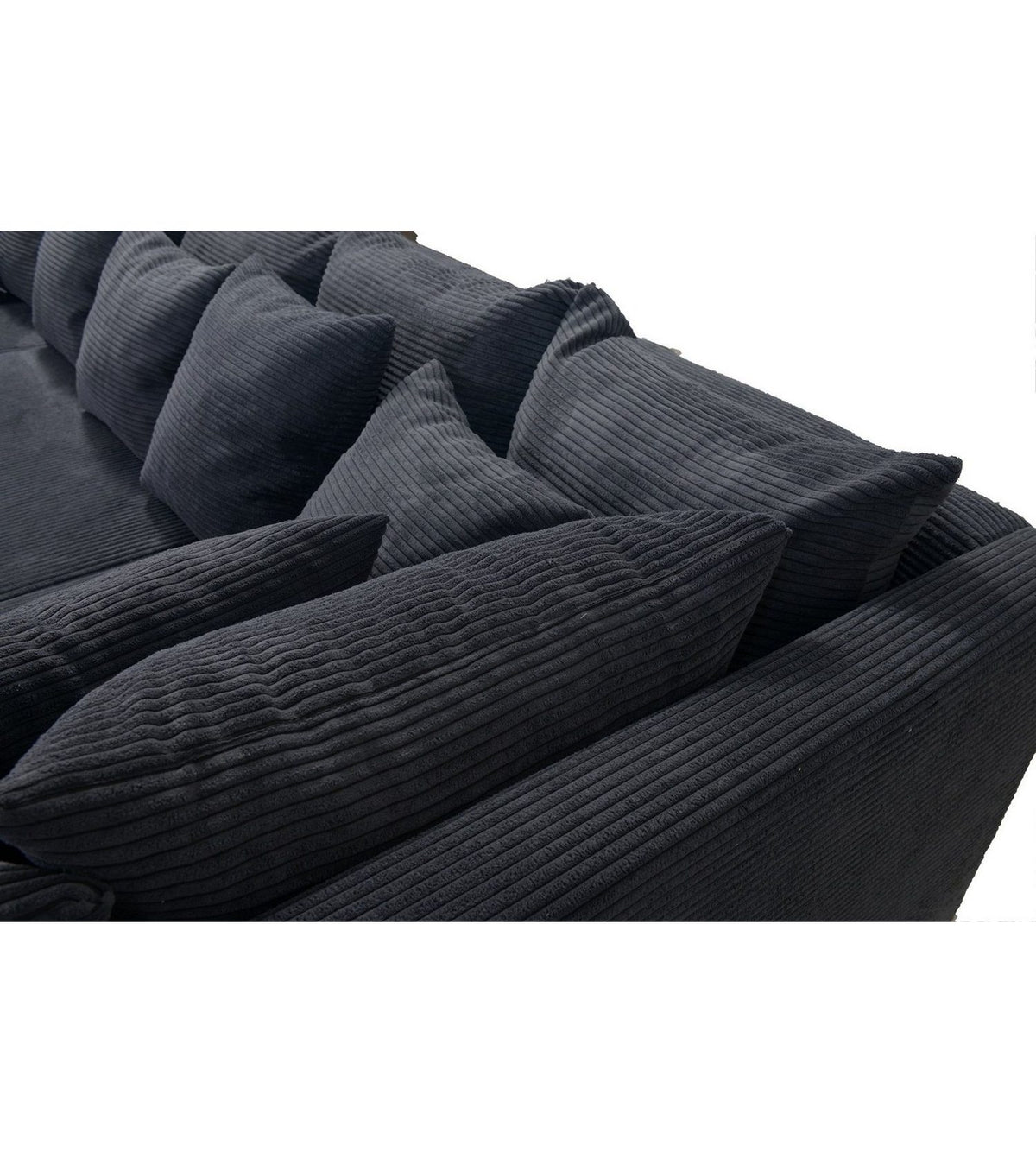 Cord Ecksofa MINSK R in Graphit Grau Detailansicht des Cordstoffs