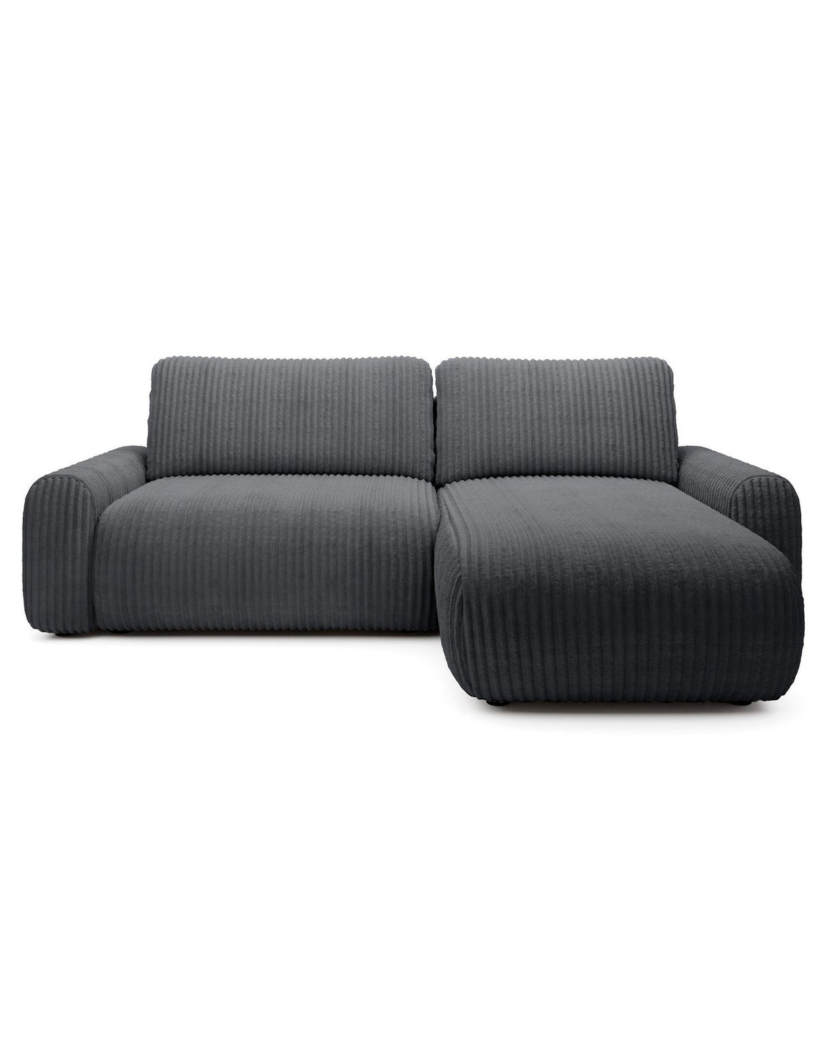 Seitenansicht des Cord Ecksofas LELU mit Ottomane