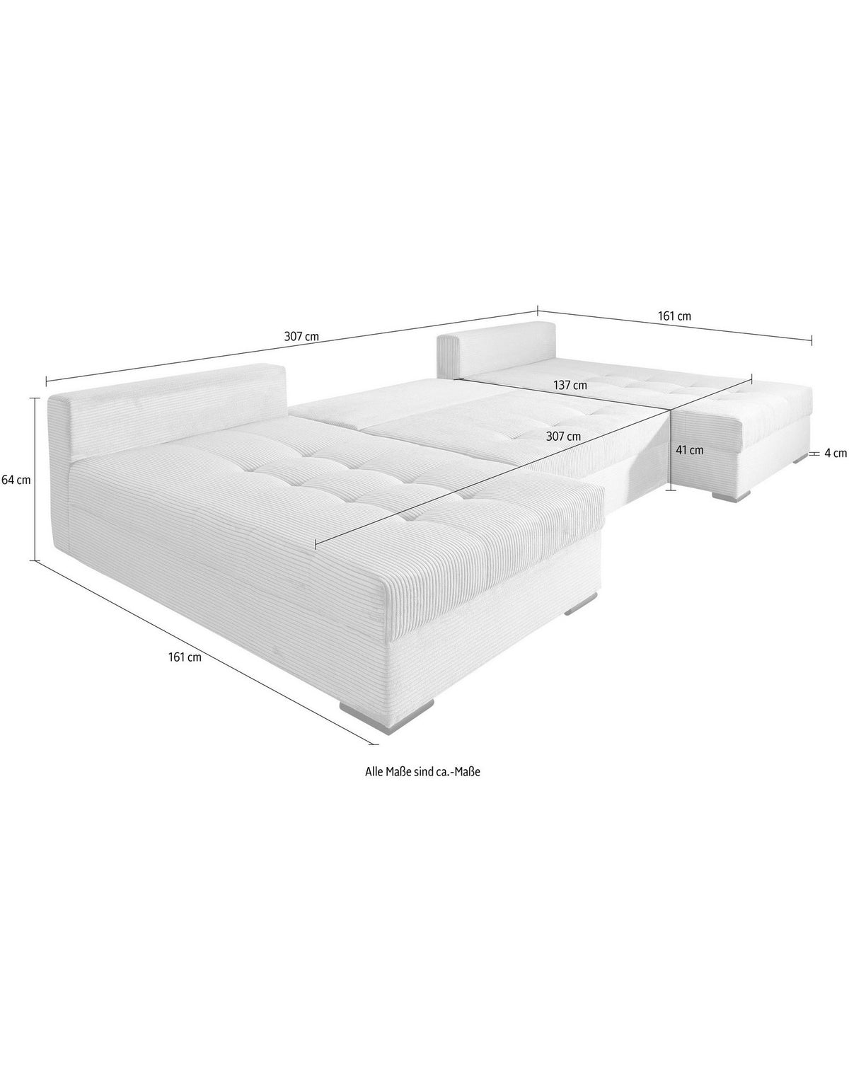 Cord Wohnlandschaft JOSY 307 cm in Dunkelbraun Ansicht 7