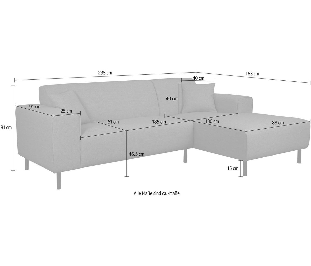 Cord Ecksofa ARROS im Wohnzimmer aufgestellt