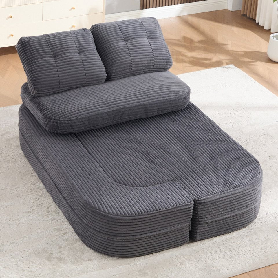 Dunkelgraues Cord Schlafsofa mit abnehmbaren Armlehnen
