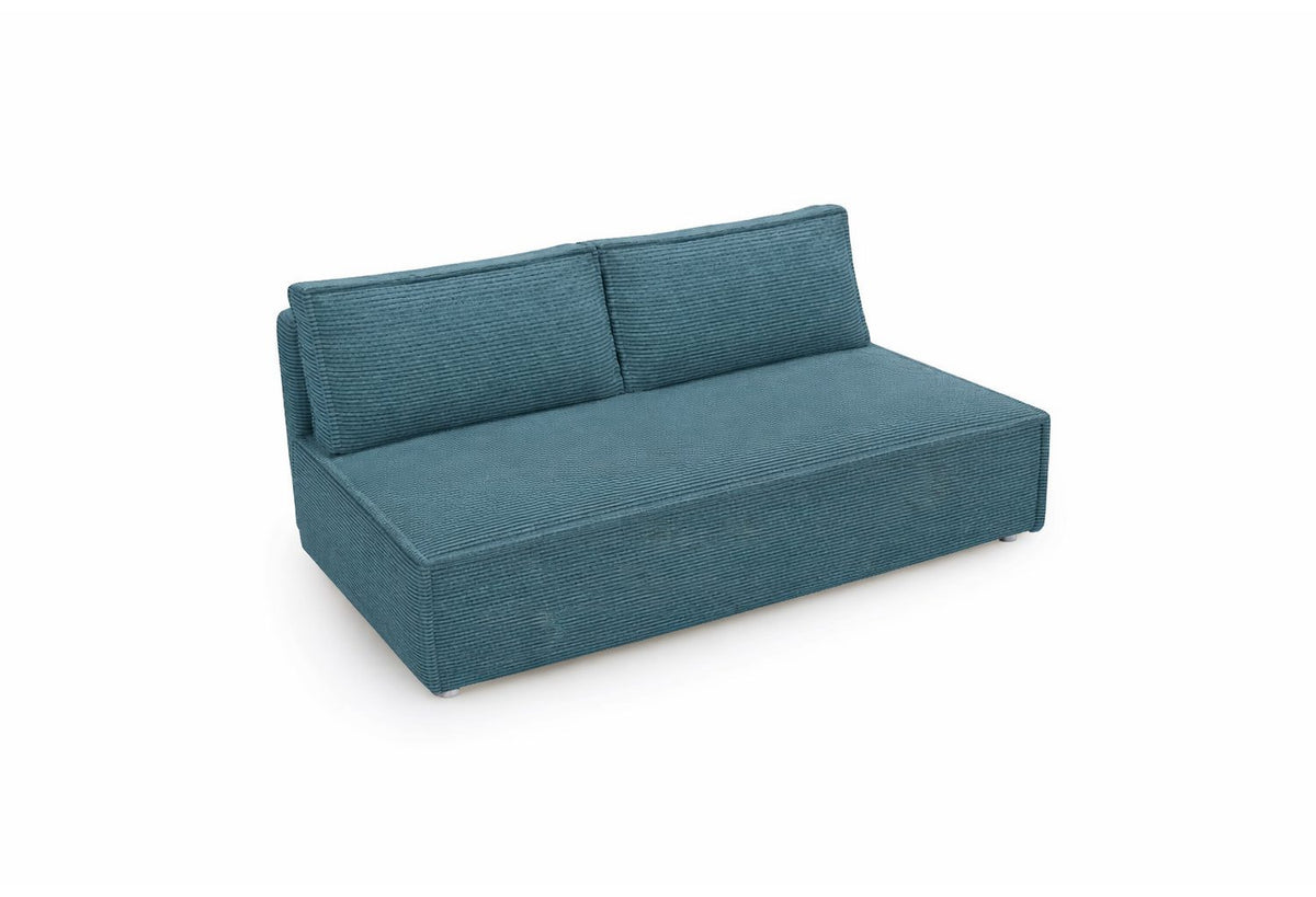 Cord Schlafsofa DUO in Azurblau von der Seite