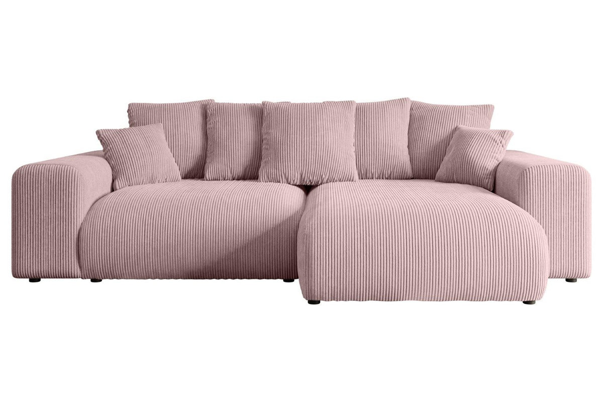 Cord Ecksofa ESKAR-L in Rosa von der Seite