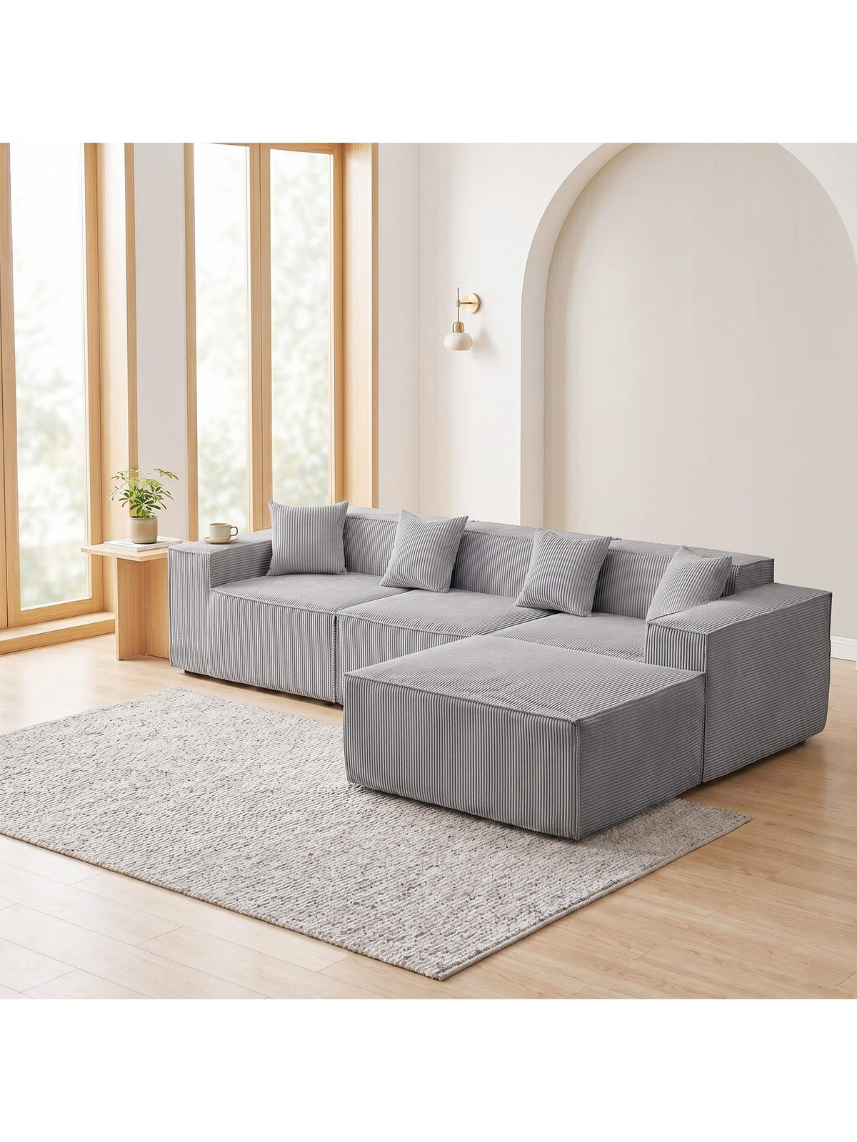 Cord Ecksofa TOTNZ in Grau seitliche Ansicht