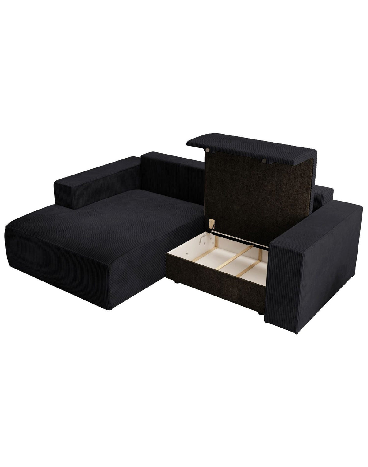 Cord Ecksofa FARESE MINI in Schwarz Wohnbeispiel
