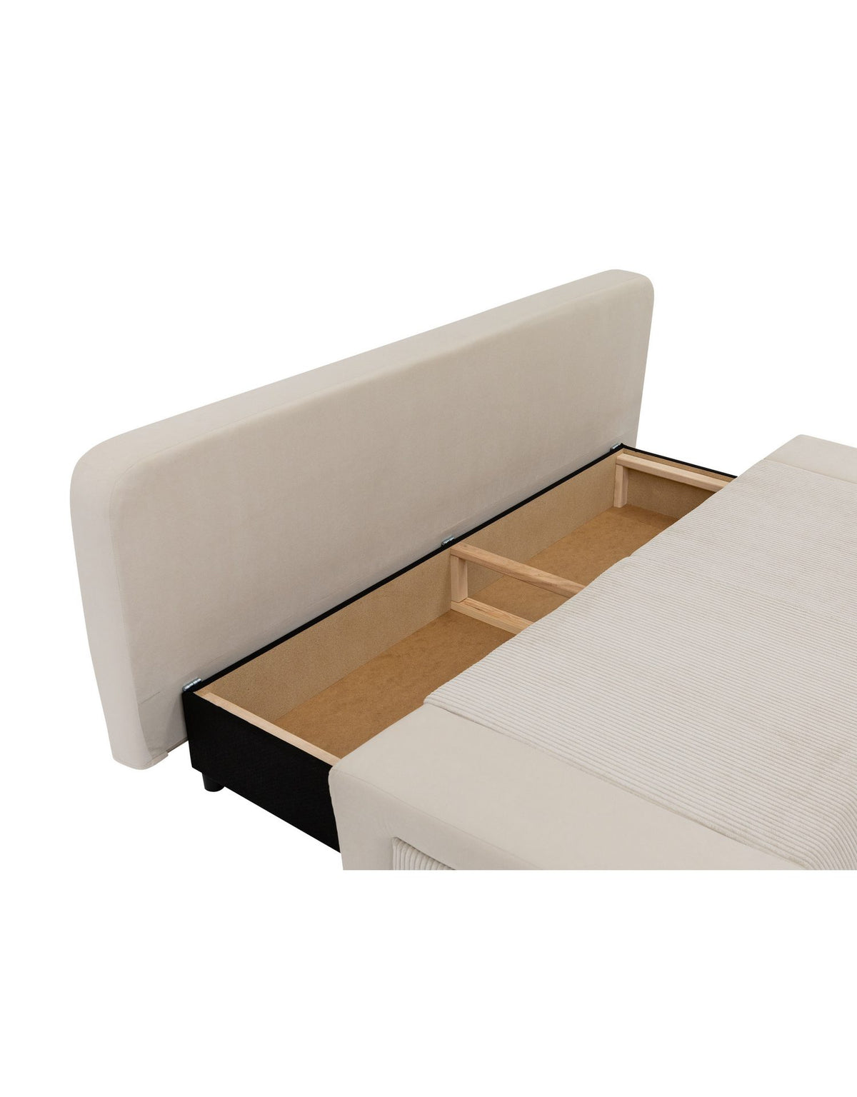 Schlafsofa EMMA aus Cord seitlich fotografiert