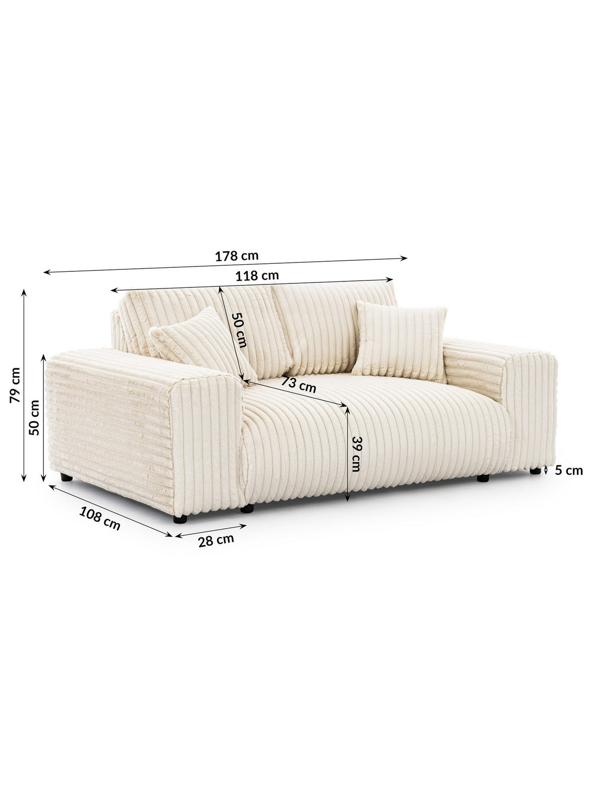 Sessel MOLLIS aus Plueschcord in Hellbeige