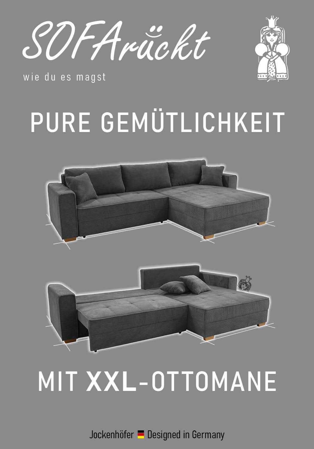 Geöffneter Bettkasten des Ecksofas BOLOGNA