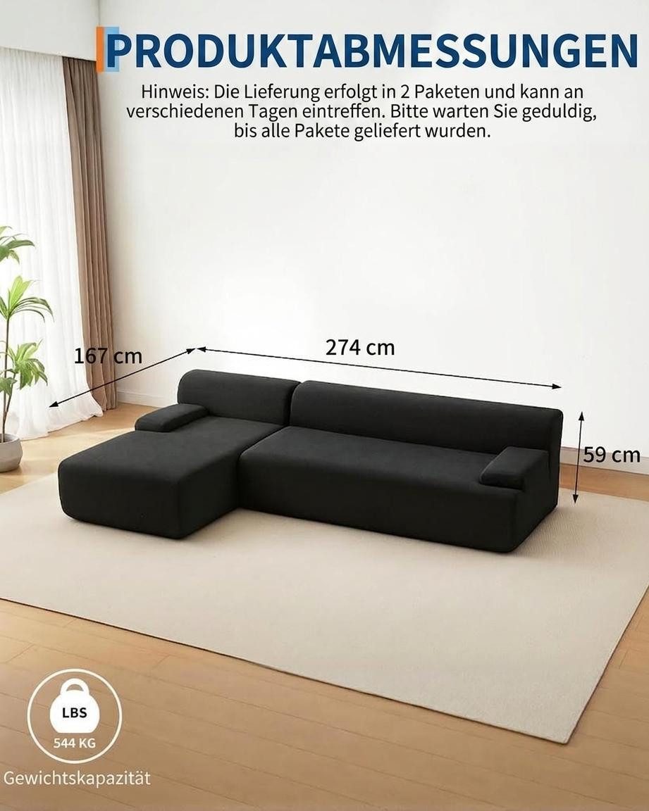 Modulares Cord Ecksofa in Beige im Wohnzimmer
