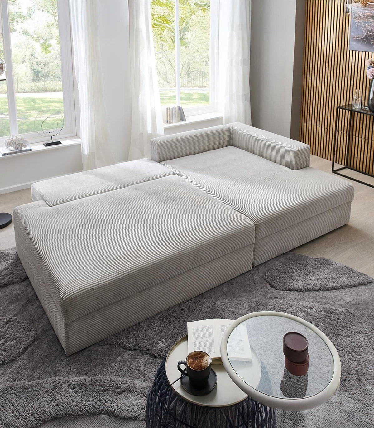 Cord Ecksofa SPLASH Ottomane mit Bettkasten