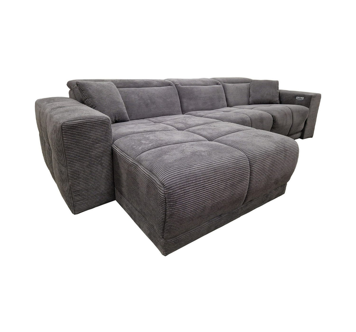 Cord Ecksofa TONI in Grau von der Seite