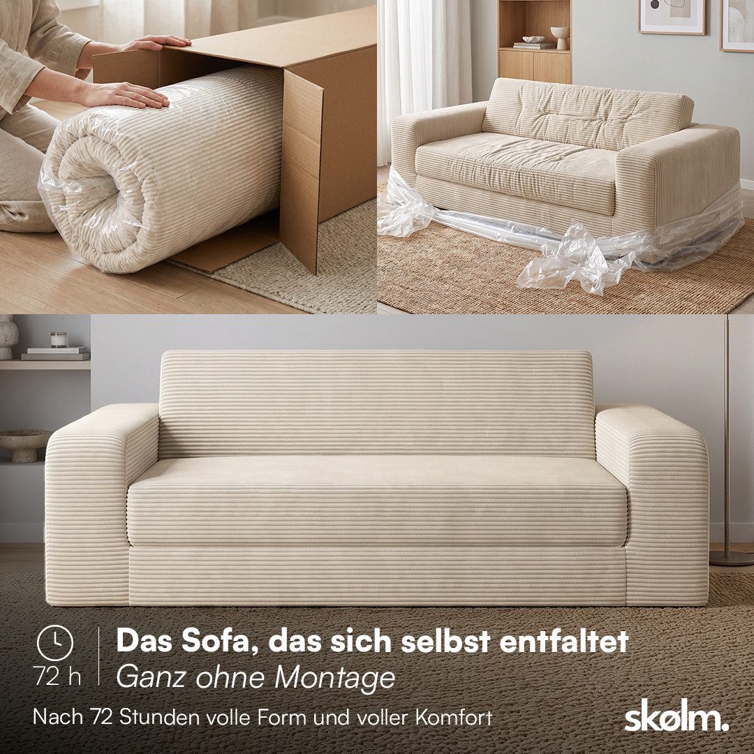 Cord Schlafsofa LAGA als Gästebett ausgeklappt