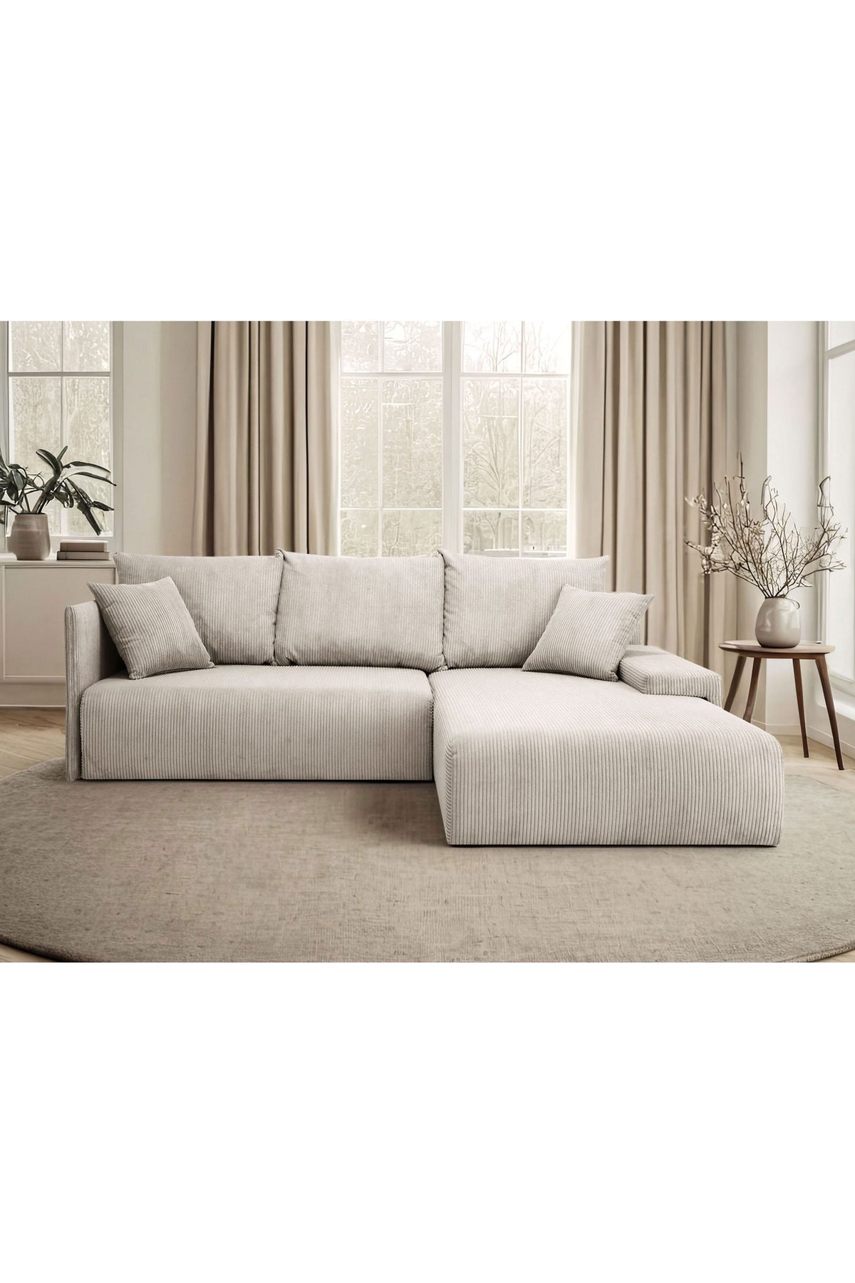 Cord Ecksofa LAVIO in L-Form von vorne