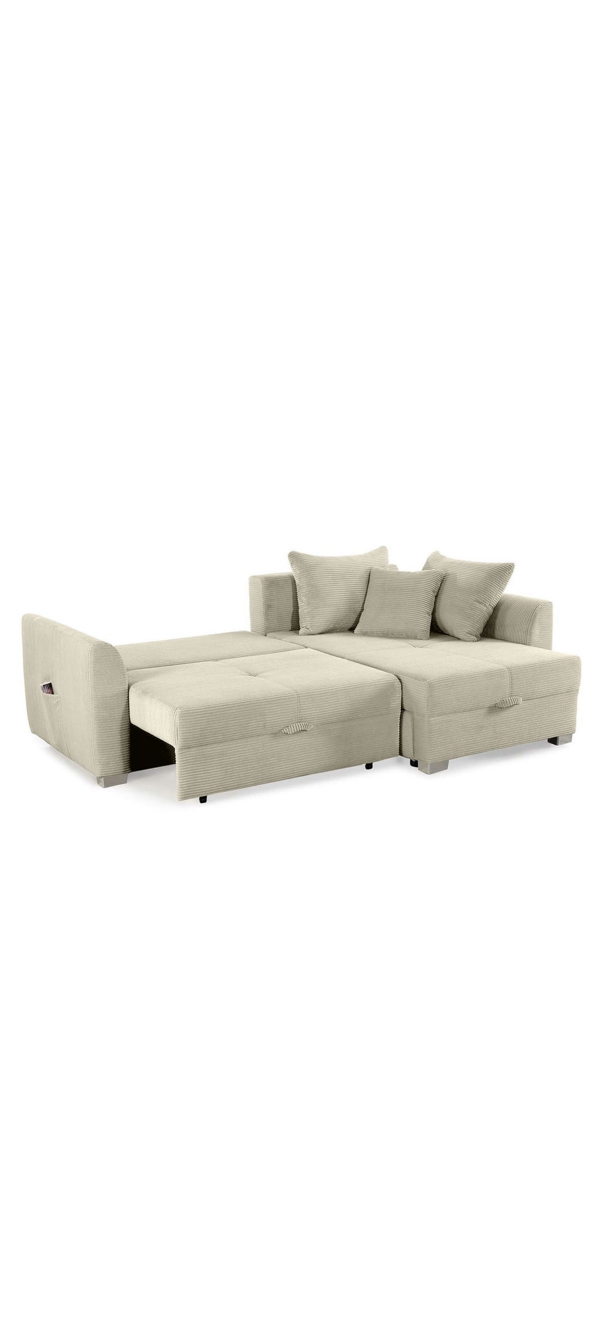 Cord Ecksofa mit ausgezogener Liegefläche