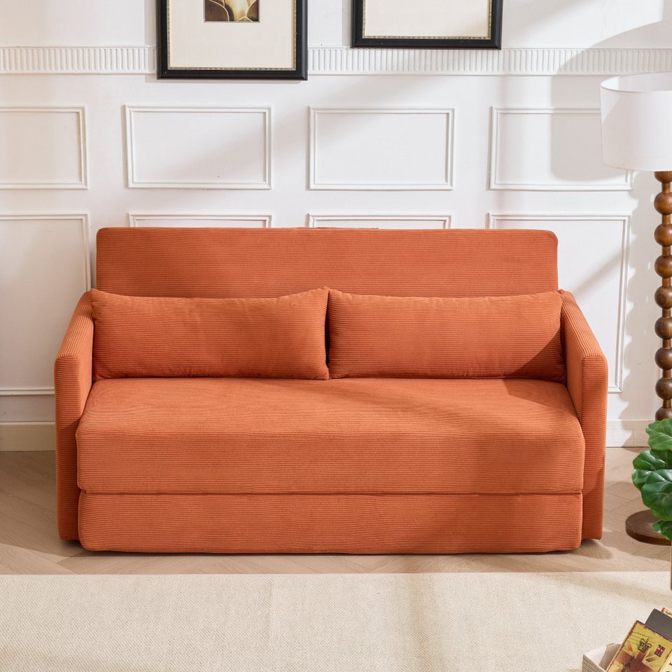 Cord Schlafsofa BBWL 165 cm in Orange