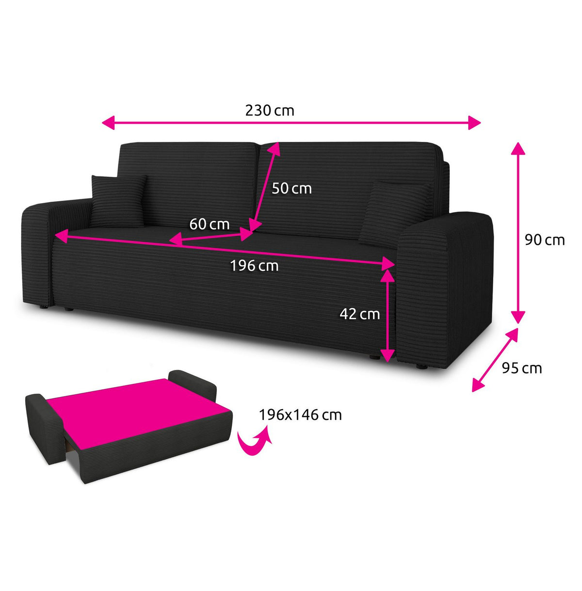 Cord Schlafsofa SPARK im Wohnzimmer