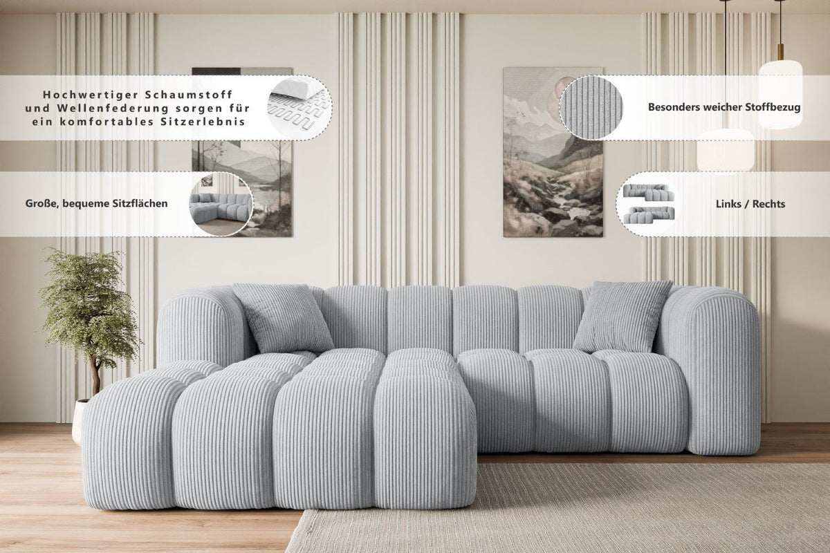 Ottomane des Cord Ecksofas OLEA-L1