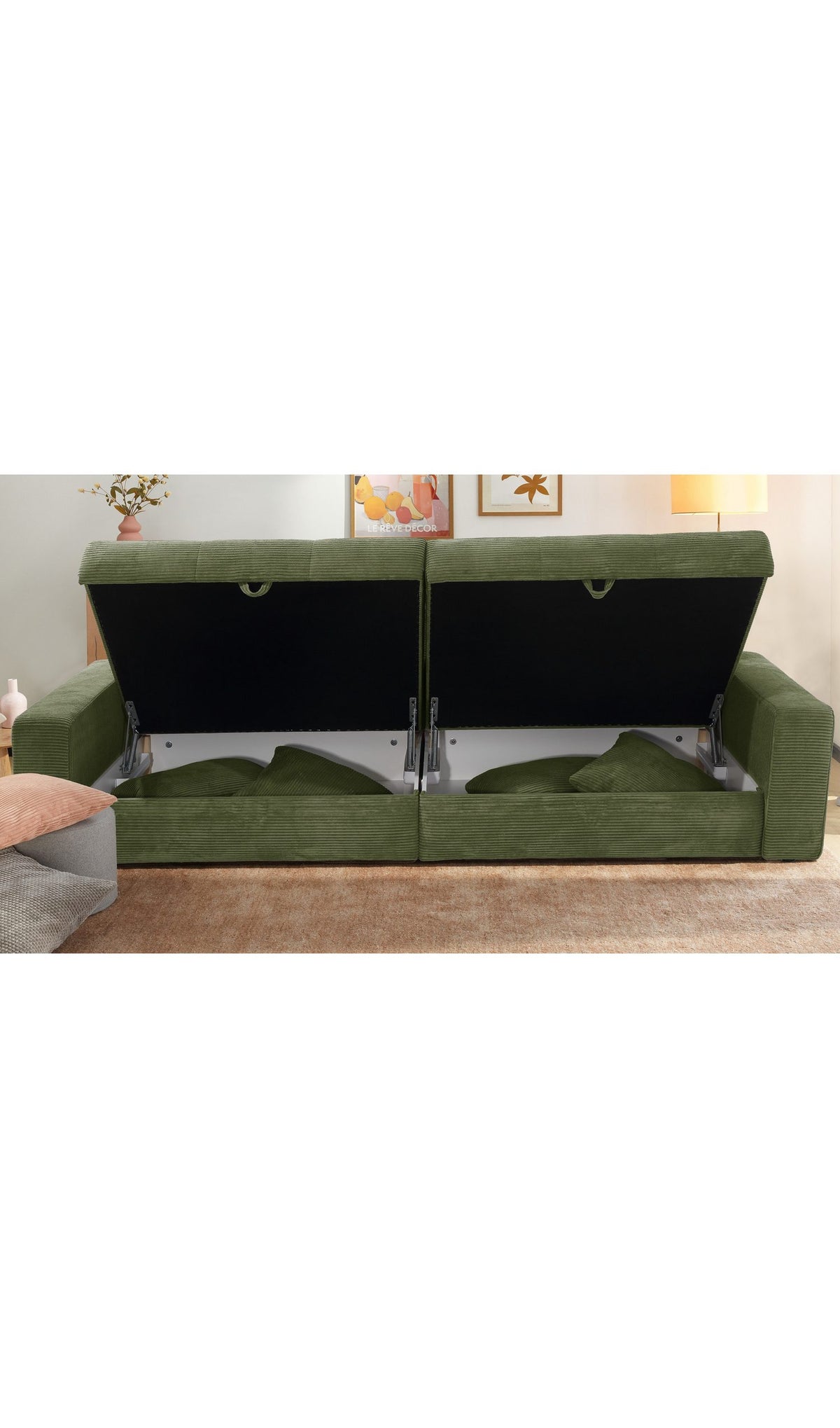 Geöffneter Bettkasten des Big Sofas