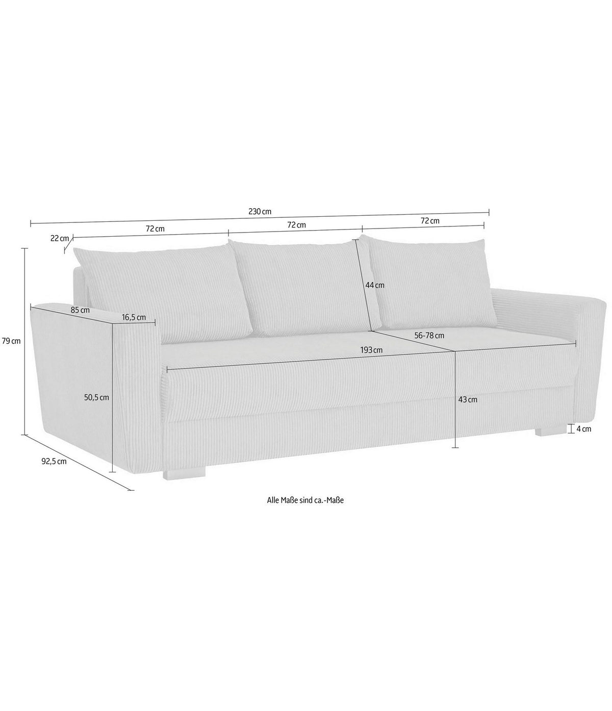 MAGHERA Schlafsofa mit ausgeklappter Liegeflaeche