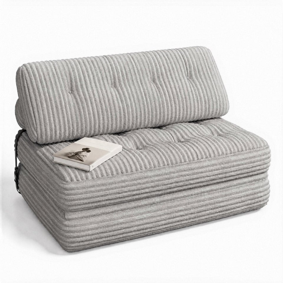 Cord Schlafsofa 130 cm faltbar in Hellgrau von BLISHOM