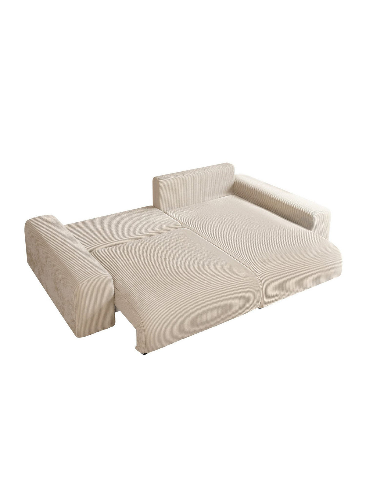 Cord Ecksofa 21001 in Beige seitliche Ansicht mit Ottomane