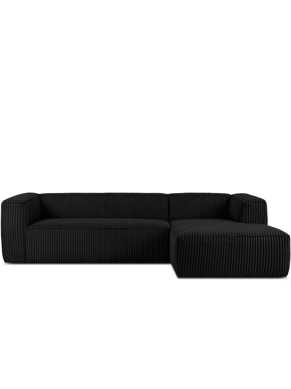 Cord Ecksofa FEROX in Schwarz in seitlicher Ansicht