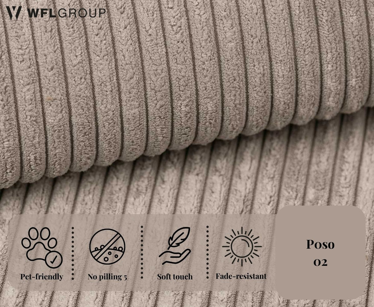 Seitenansicht des Cord Schlafsofas LILO in Beige