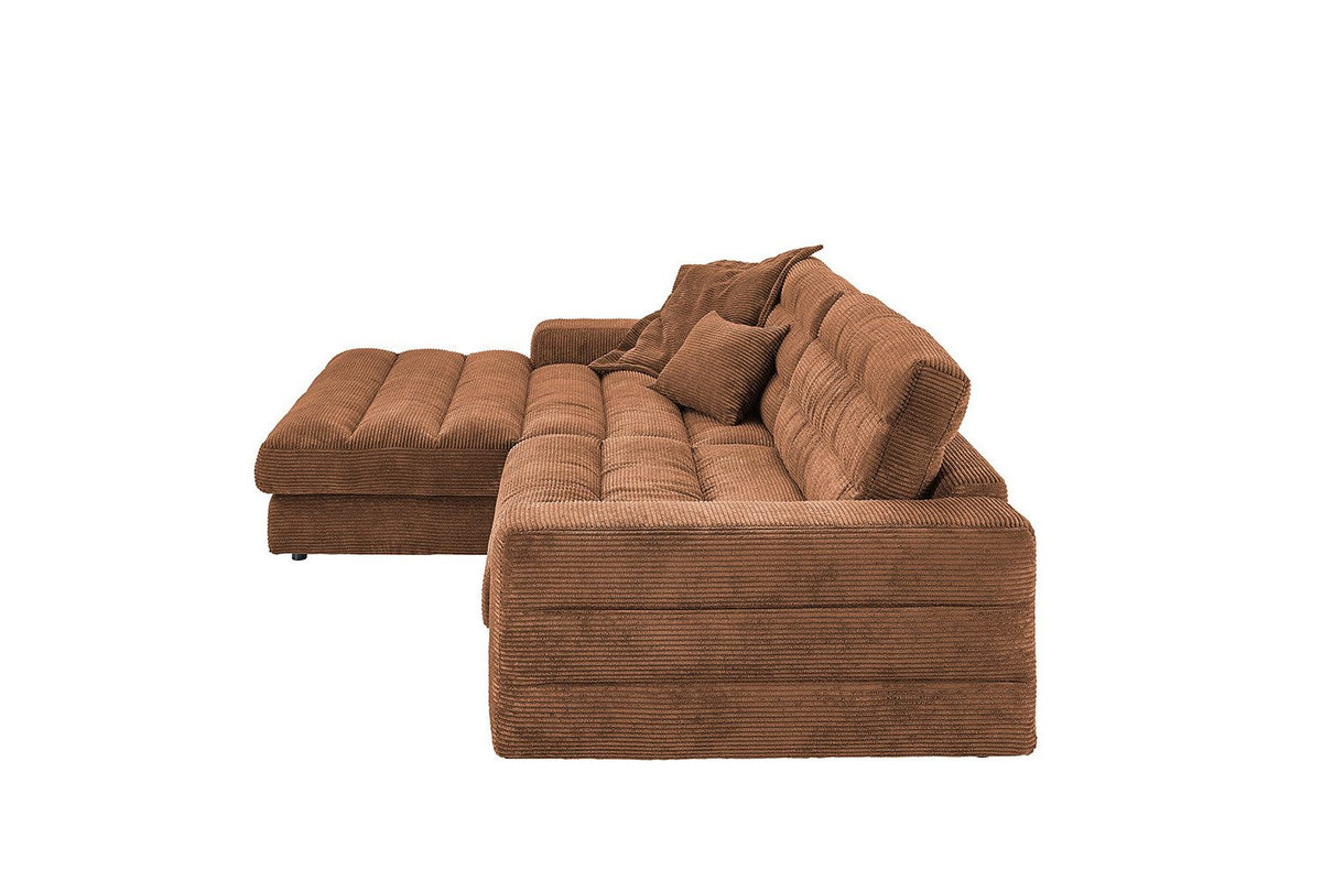 Recamiere des Cord Ecksofas LANA in Rost