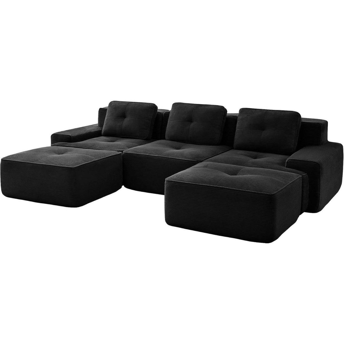 Hocker des schwarzen Cord Sofas einzeln gestellt