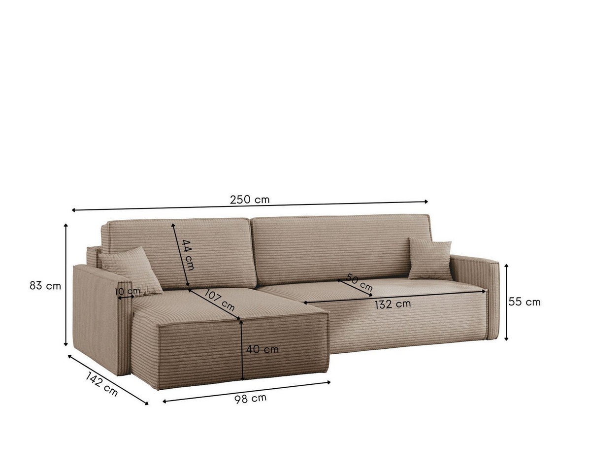 Nahaufnahme des Cordstoffs Poso am Ecksofa CARLOS