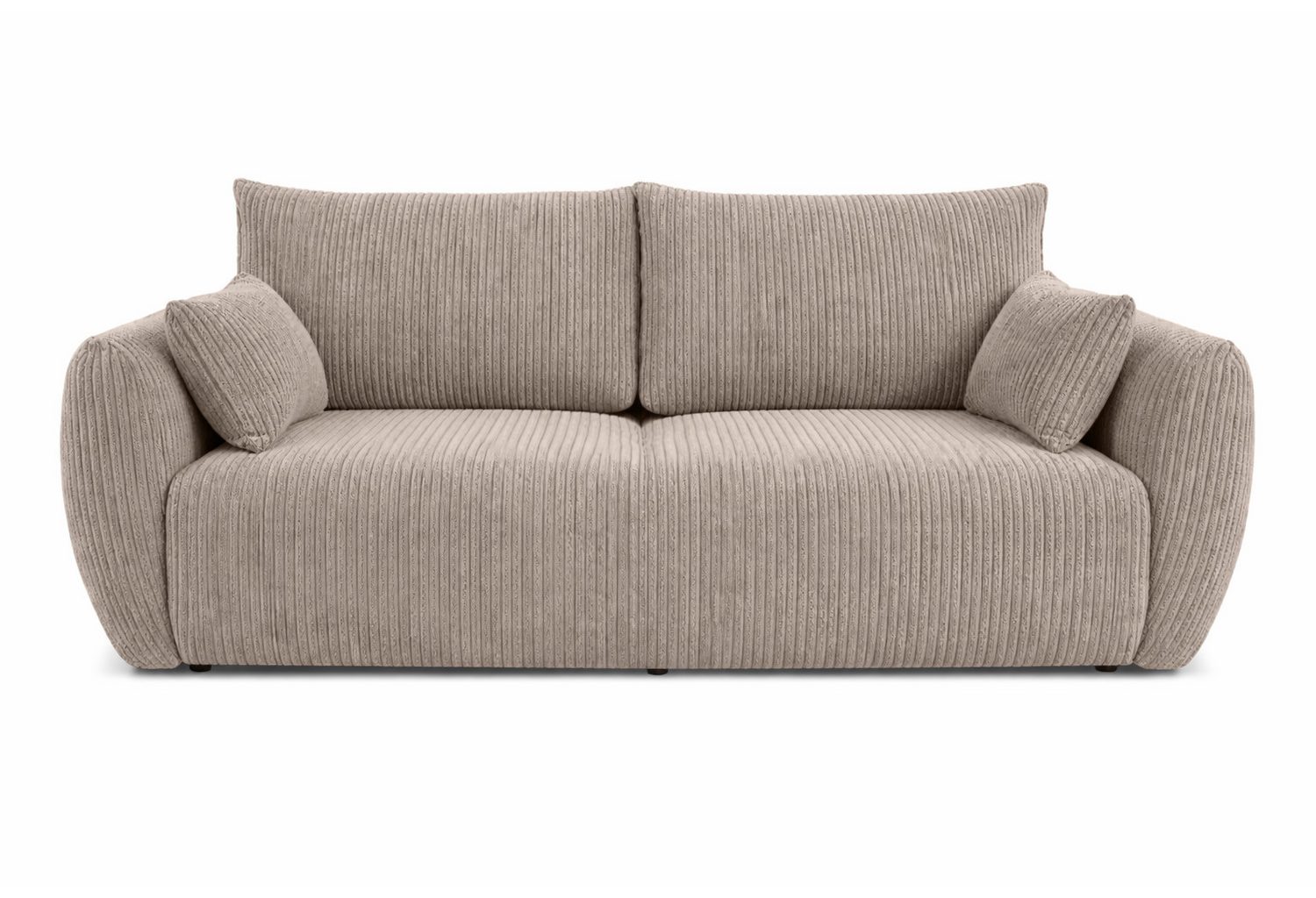 Cord Schlafsofa ZEPHIRA in Dunkelbeige mit Schlaffunktion und Bettkasten