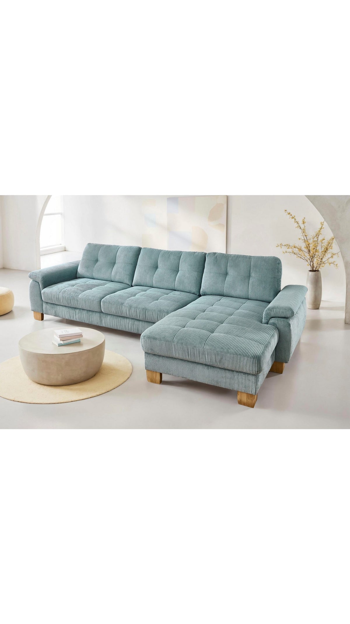 Ottomane des Cord Ecksofas PP-LA19101 in Aqua