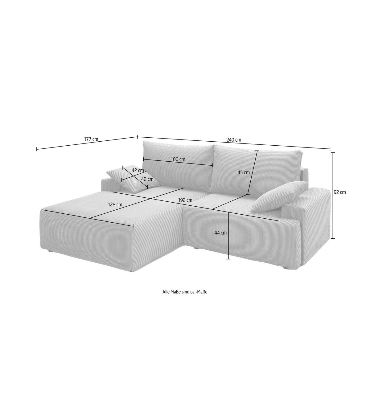 Cord Ecksofa ORINOKO im Wohnzimmer aufgestellt
