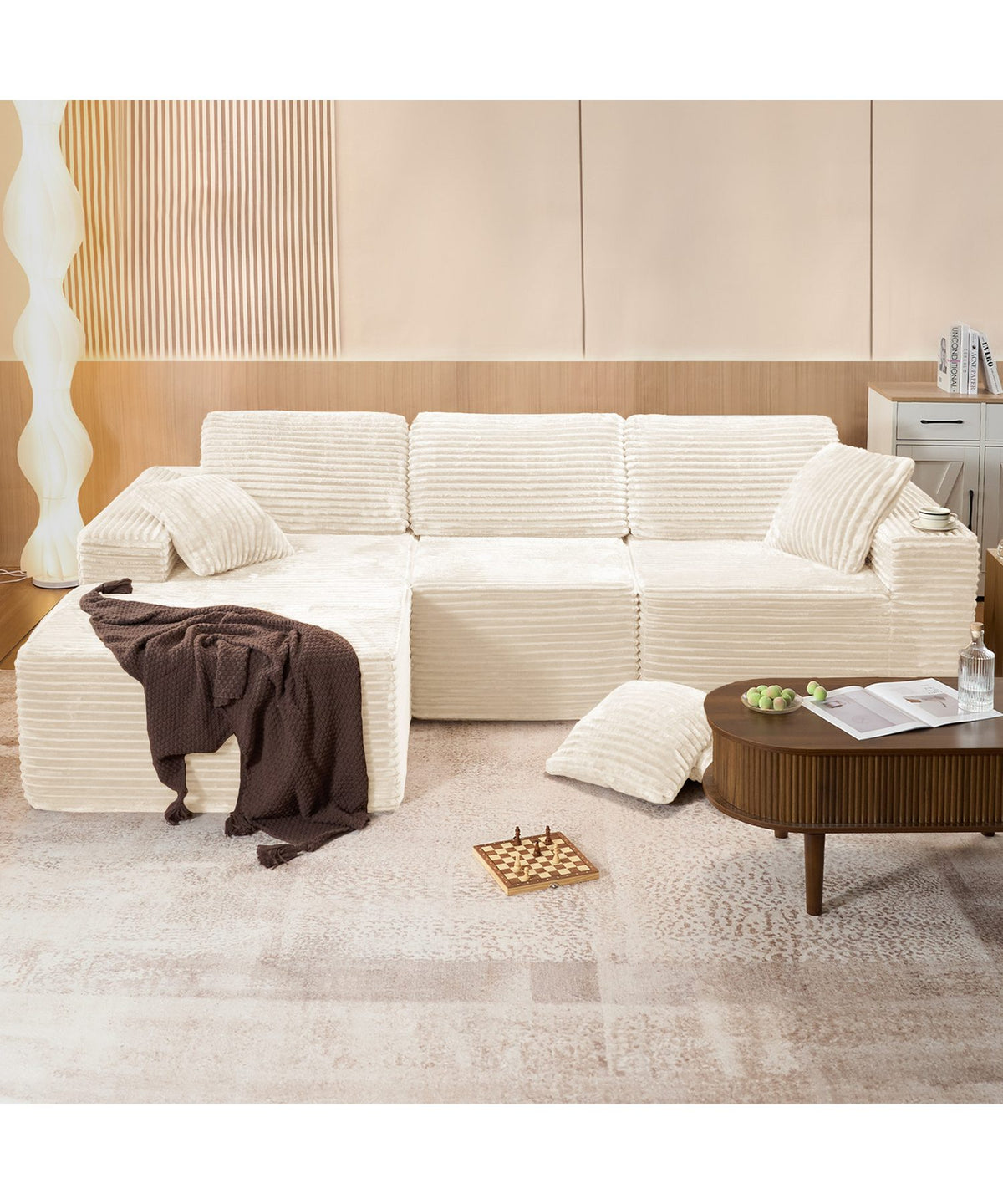 Tiefe Sitzfläche des modularen Ecksofas