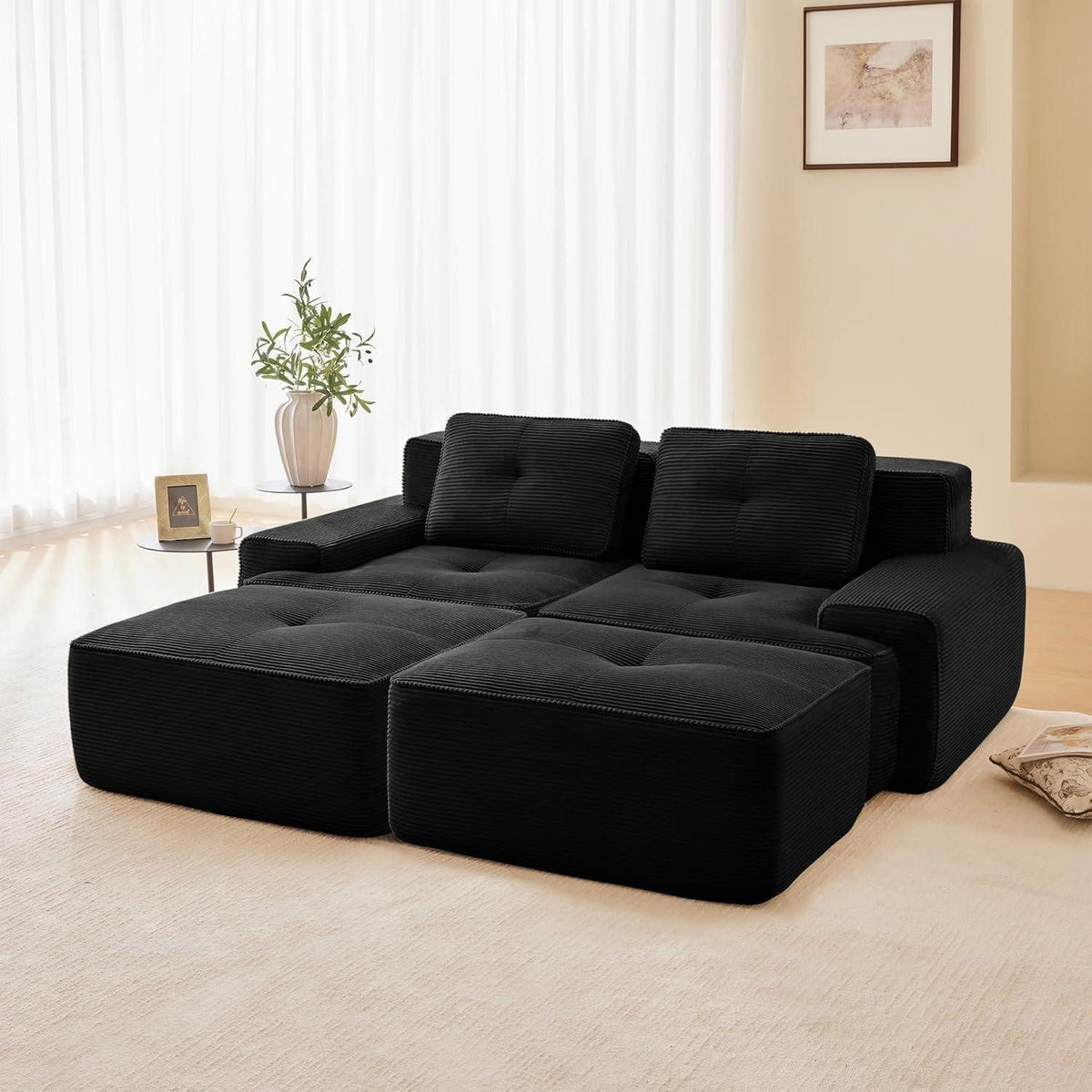 Cord Ecksofa in L-Form gestellt