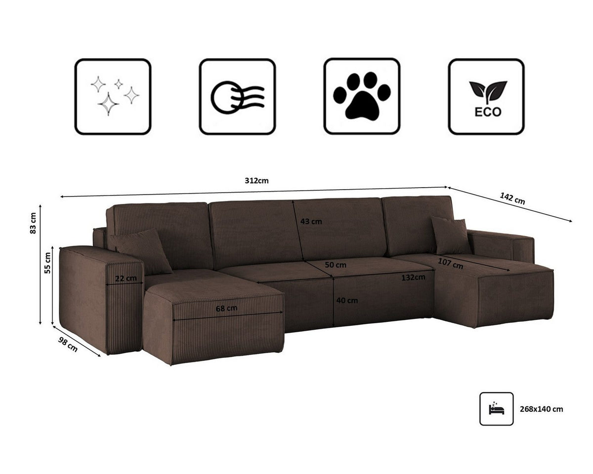 Bettkasten des Ecksofas BEST in Braun