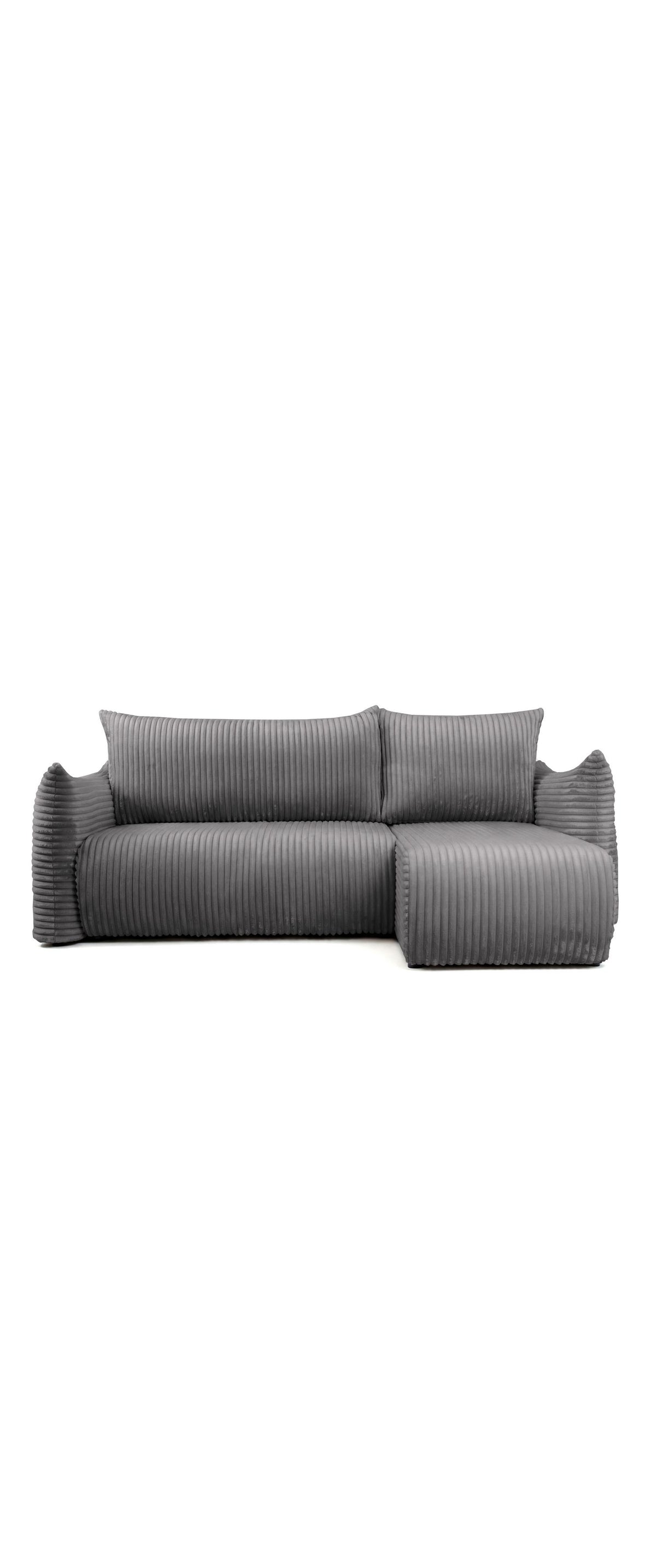 Cord Ecksofa FILO MINI in Dunkelgrau von vorne
