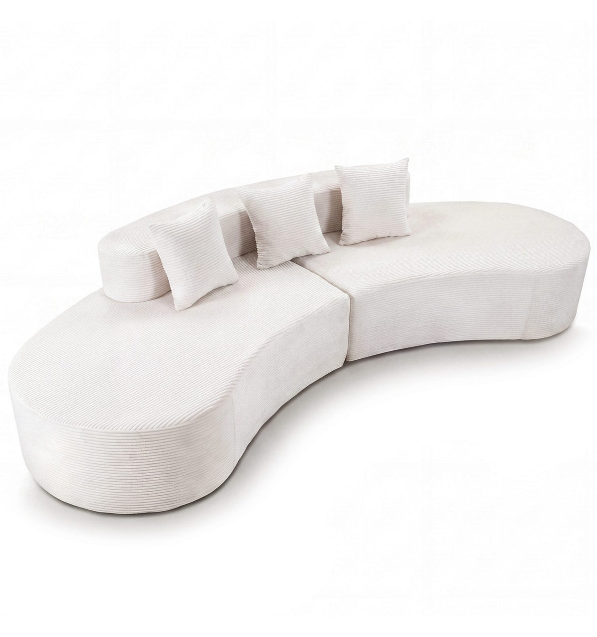 Cord Ecksofa in Beige in der Gesamtansicht